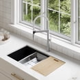 thumbnail image 3 of Stylish 20 ⅞" Ht Single Handle Brushed Stainless Steel with White Spout Hose Pull Out Three Modes Kitchen Faucet K-140H, 3 of 9