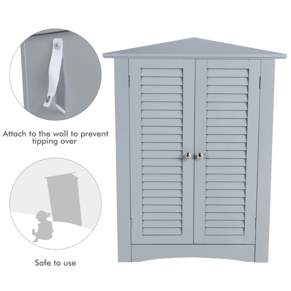 Finihen Bathroom Storage Cabinet, Bathroom Floor Cabinet, Bathroom Corner Storage Freestanding Floor Cabinet with Shutter Door, for Bathroom, Living Room, Bedroom, Kitchen, Gray Finihen Bathroom Storage Cabinet, Bathroom Floor Cabinet, Bathroom Corner Storage Freestanding Floor Cabinet with Shutter Door, for Bathroom, Living Room, Bedroom, Kitchen, Gray