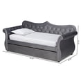thumbnail image 4 of Bowery Hill Traditional Velvet Crystal Tufted Twin Daybed with Trundle in Gray, 4 of 12