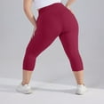 thumbnail image 5 of Cotton Capri Leggings for Women Plus Size Tummy Control High Waisted Stretchy Yoga Pants Compression Butt Lifting Sleeping Leggings with Pockets Wine 5XL, 5 of 6