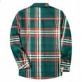 thumbnail image 3 of dazeni Teen Boys Long Sleeve Plaid Shirt Lightweight Fall Button Up Shirts with Chest Pocket Casual Lapel Twill Classic Fit Dress Shirts Green, 3 of 3