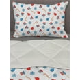 thumbnail image 3 of Christmas Comforter & Sham Bedding Set, Xmas Ornaments Cones Boxes Celebration Family Reunion Party Image, 3 pcs Duvet Set Microfiber Filling Quilt, 5 Sizes, Red White and Pale Blue, by Ambesonne, 3 of 4