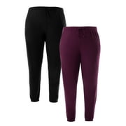 Terra & Sky Women's Plus Size Fleece Sweatpants, 2-Pack