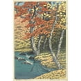 thumbnail image 2 of Kawase Hasui 14x18 Black Ornate Wood Framed Double Matted Museum Art Print Titled - Autumn in Oirase (1933-06), 2 of 5