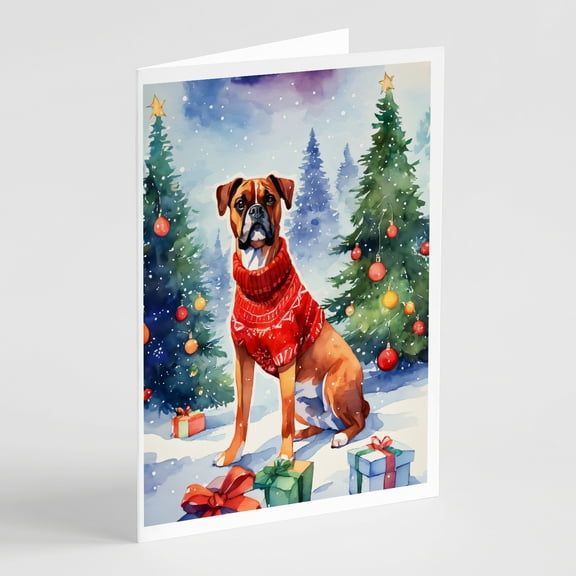 Boxer Christmas Greeting Cards Pack of 8 7 in x 5 in