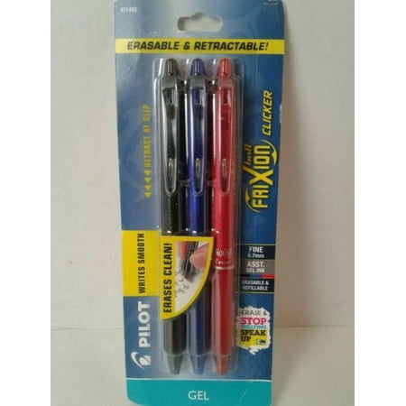 pack of 6 ) Pilot Ball FriXion Clicker Erasable and Retractable Pens - 3 Color Roller Gel