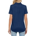 thumbnail image 5 of ZXSXSY Women Lapel Collar Short Sleeve Solid Color T-Shirt with Pocket, 5 of 7