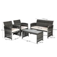 thumbnail image 3 of Costway Juego de Muebles de Patio de Mimbre PE Tejido a Mano de 4 Piezas con Cojines para Exterior Blanco, 3 of 10
