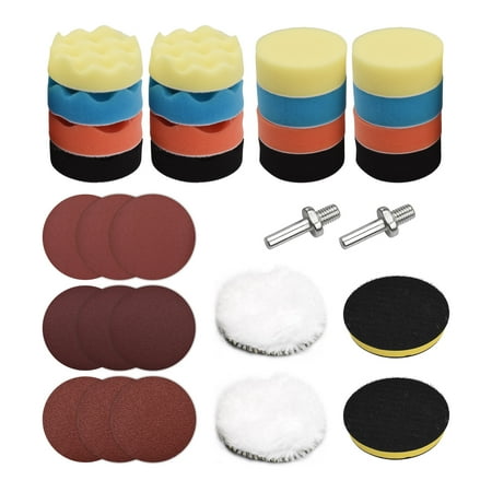 

Carevas 31Pcs Polishing Pads Kit 3 Inches Drill Buffer Attachment with Sanding Papers Sanding Waxing for Automobiles Yachts