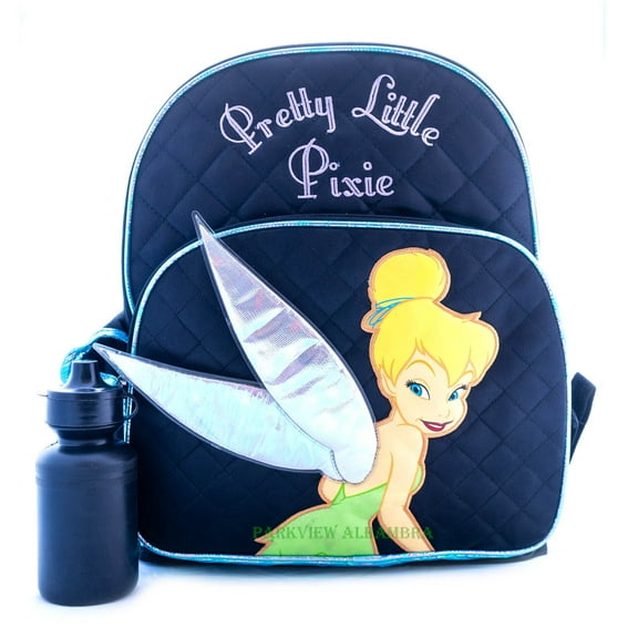 Disney Tinker Bell "Glow in the Dark" 3-D Image Limit Edition Mini Backpack 10 Inches with BONUS WATER BOTTLE