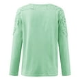 thumbnail image 4 of Outfmvch Blouses for Women,Workout Shirts Women,Long Sleeve T Shirt Women,Round Neck Solid Color Hollow Stitching Long Sleeved T Shirt,New Years Shirts for Women,Plus Size Tops for Women Green 5XL, 4 of 5