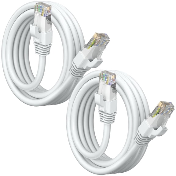 Maximm Cat6 Ethernet Cable 2-Pack 5 ft – CCA LAN Network Patch Cords, RJ45, White