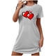 thumbnail image 2 of Camisón corto de San Valentín para mujer, talla grande, estampado en el pecho, cuello redondo, manga corta, 2 of 3