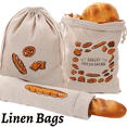 thumbnail image 2 of Bread Bag Reusable Cotton Drawstring Storage Bag Homemade Bread Fresh Eco-Friendly Kitchen Storage B Cotton Linen, 2 of 6