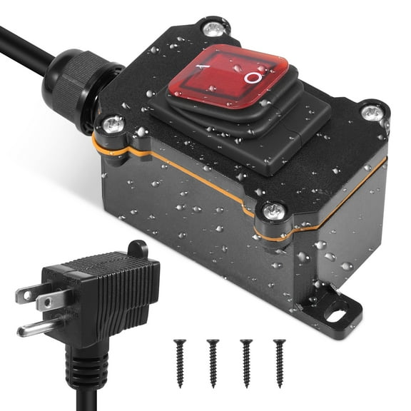 Inline Cord Switch with 3 Prong Plug Waterproof Extension Cord with Switch for High Power Appliance Outdoor Appliance Equipment