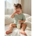 thumbnail image 6 of Cenuakty Infant 0-18M Baby Summer Jumpsuit Solid Color Ribbed Short Sleeve Round Neck Romper Cute Bodysuit, 6 of 9