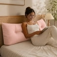 thumbnail image 5 of Sulaicai Headboard Pillow, Dorm Headboard Wedge Pillow, Handmade Support Backrest Large Bolster Cushion with Side Pockets, Pink (Cal King: 200cm / 79 x 16 x 8 in), 5 of 6