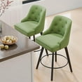 thumbnail image 2 of VINGLI 26" H Swivel Barstools Set of 2, Linen Fabric Upholstered Counter Stool with Back, Kitchen High Chairs Counter Height Bar Stools with Cushion, Solid Wood Legs, Beige, 2 of 14