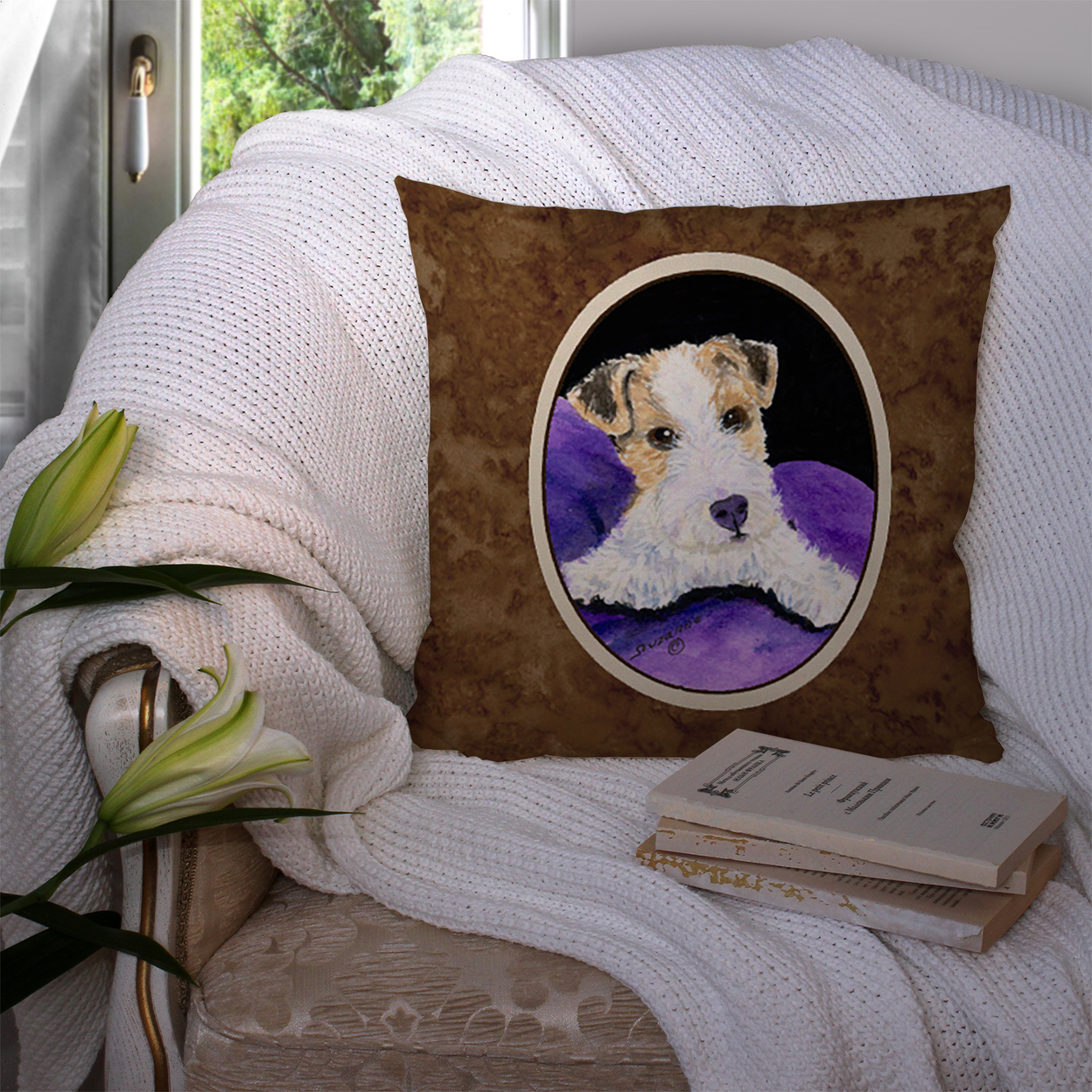 Fox Terrier Fabric Decorative Pillow