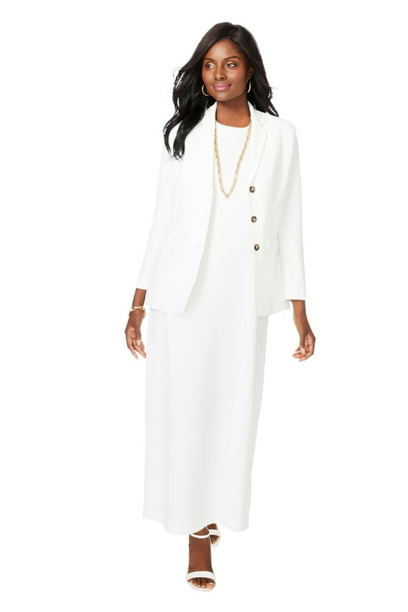 Women's Plus Size Stretch Crepe Maxi Jacket Dress
