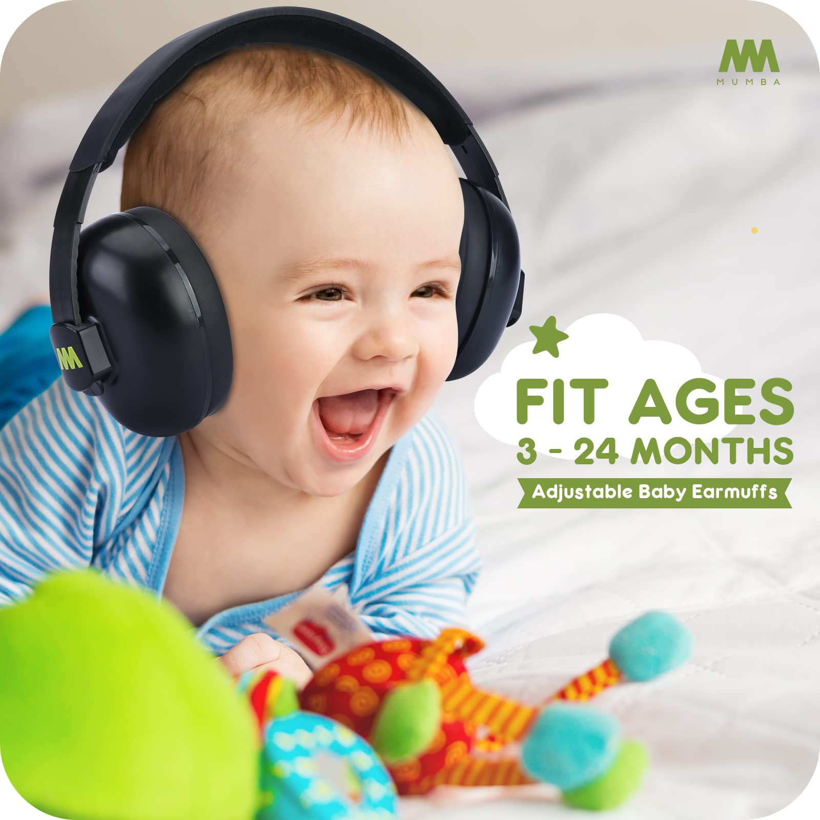 Auriculares de cancelación de ruido para bebés y niños pequeños - Mumba  Baby Earmuffs - Edades 3-24 + Meses