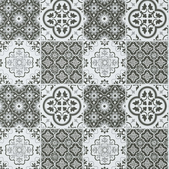 InHome Charcoal Lisbon Tile Peel & Stick Wallpaper 20.5-in x 18-ft