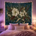 thumbnail image 2 of Framed Cute Animals with Festive Botanical Arrangement, Nostalgic Vintage for Botanical Art Lovers, Wall Decor, Christmas Gift, Tapestry Wall Hanging for Dorm and Living Room, 2 of 7