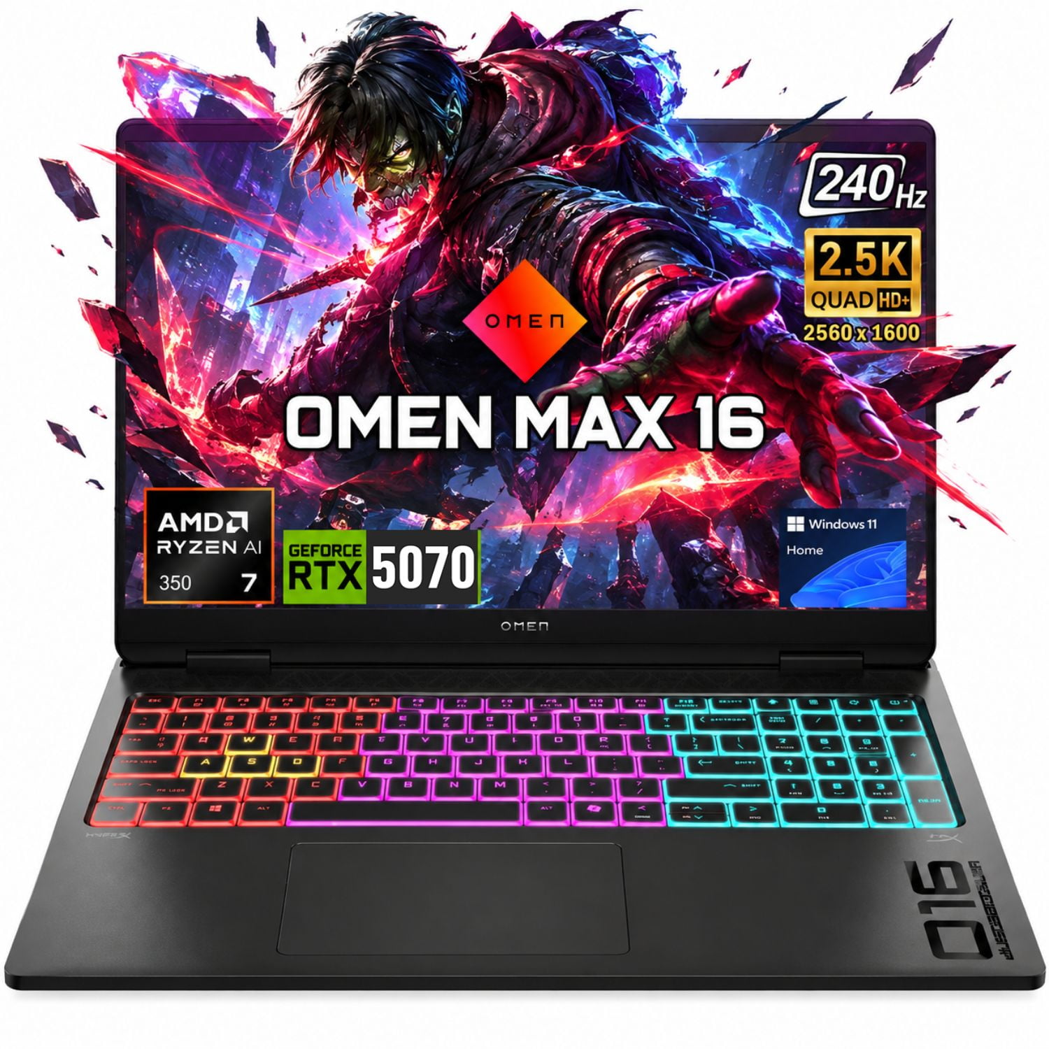 HP Omen MAX RTX 5070 Gaming Laptop, 16" WQXGA 240Hz, AMD Ryzen AI 7 350, 16GB DDR5, 1TB SSD, Windows 11 Home