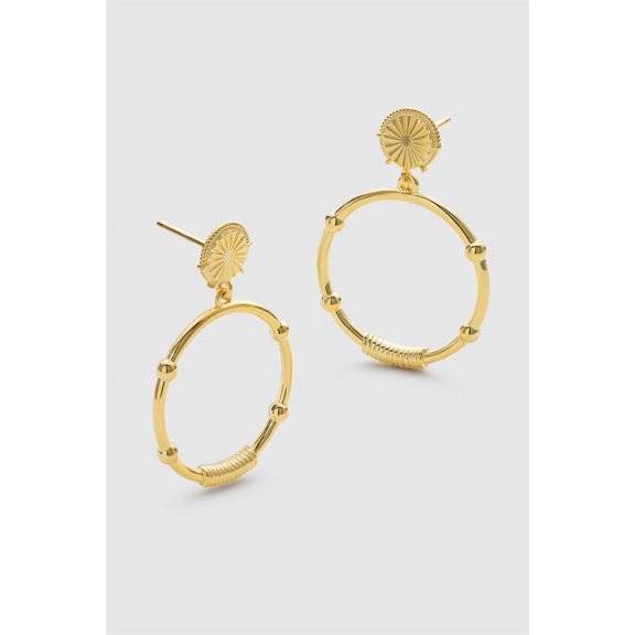 Chunky Gold Sunburst Drop Halo Stud Earrings