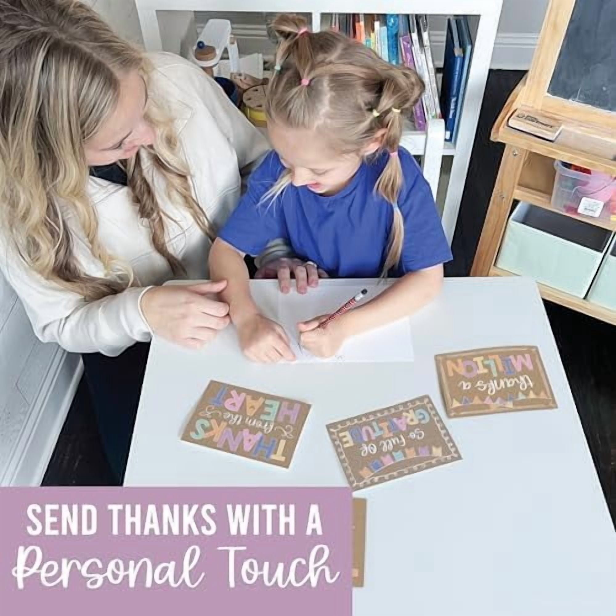 Hasako Bulk Thank You Cards with Envelopes - 54 Kids Thank You Cards For Teachers, Cute Thanks Blank Cards and Envelopes, Fun Appreciation Note Card for Birthday, Baby Shower & Small Business