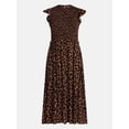 thumbnail image 5 of Time and Tru Women's and Women's Plus Smocked Bodice Midi Woven Dress, Sizes XS-4X, 5 of 5