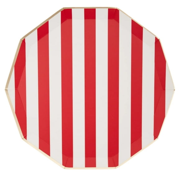 Cherry Red Signature Cabana Stripe Plates - 8ct
