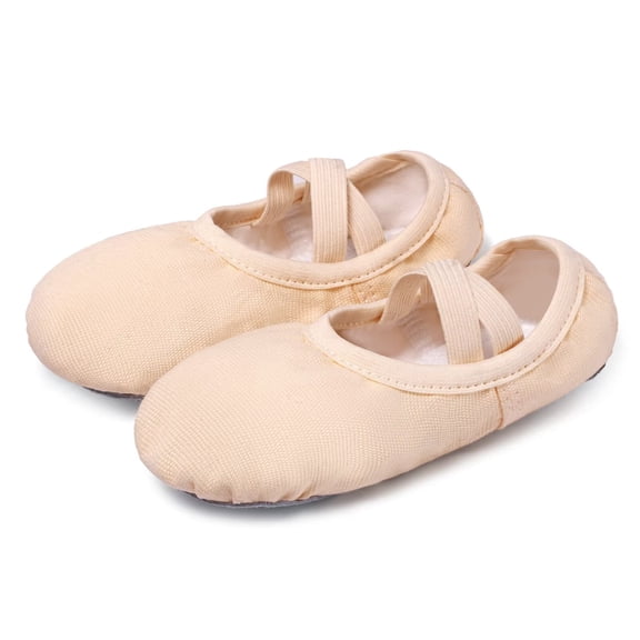 ARCLIBER Canvas Ballet Shoes for Girls Ballet Dance Shoes Nude Size 8M Toddler