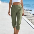 thumbnail image 6 of Ynynloco Womens High Waisted Cropped Capri Pants High Waisted Button Up Stretchy Straight Pants Trousers with Pockets, 6 of 9