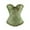 Green, variant on Halloween Jacquard Ruffle Trim Black Overbust Corset Lace Up Waist Trainer Gothic Party Shapewear