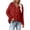 Red, variant on Kukoosong Women's Casual Jacket, Fashion Solid Color Long Sleeve Button Down Jacket, Hooded Button-Up V-Neck Sweater Coat