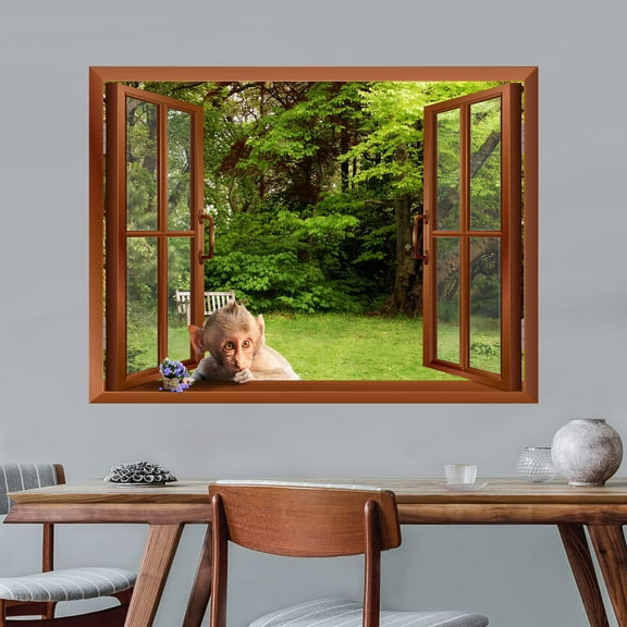 wall26 - A Monkey Outside of an Open Window Removable Wall Sticker/Wall Mural - 36"x48"