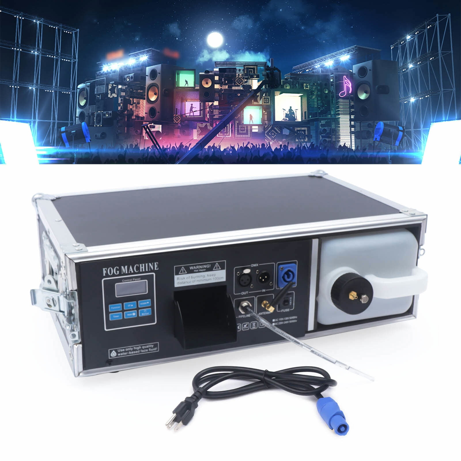 Fog Machine, Smoke Machine, Portable Fog Machine Outdoor, Voltage: AC 110-130V 50/60Hz, Power: 1500W, Water Tank Capacity: 3L/101.45oz