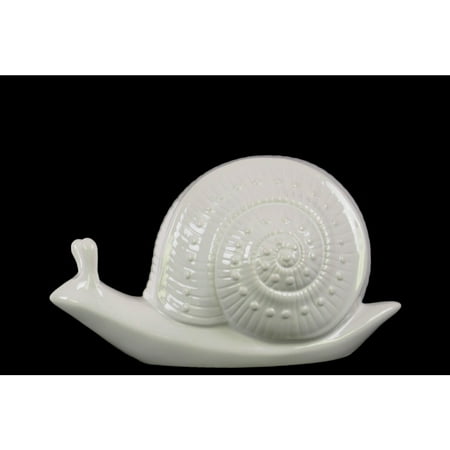 Urban Trends Collection Glossy White Finish Ceramic Small Snail Figurine
