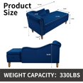 thumbnail image 3 of LEHZROAJ Velvet Chaise Lounge Indoor with Storage, Tufted Lounger Chair with Support Pillow, Long Sleeper Sofa for Bedroom, Living Room, Blue, 3 of 12
