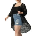 thumbnail image 4 of Agnes Orinda Women's Plus Size Lace Floral 3/4 Sleeve Sheer Casual Nylon Cardigans 1X Black, 4 of 7