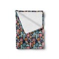 thumbnail image 2 of Tropical Soft Flannel Fleece Blanket, Ornamental Jungle Elements Cartoon Style Hawaiian Flora on Blue Toned Background, Cozy Plush for Indoor and Outdoor Use, 70" x 90", Multicolor, by Ambesonne, 2 of 6