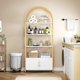 thumbnail image 3 of 71.5-pulgada de altura arched estante con doors almacenamiento - industrial book estante con sturdy metal frame y quality boards, freestanding para exposición shelving in gold, 3 of 5