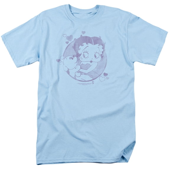 Betty Boop Perfect Kiss S/S Adult 18/1 T-Shirt Light Blue