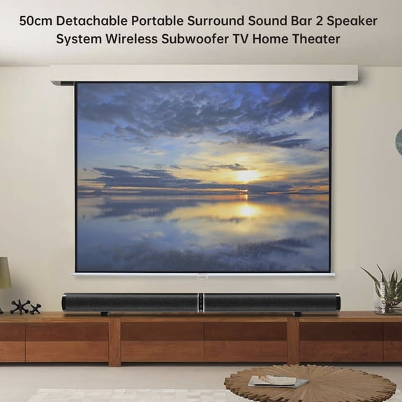 Detachable Surround Sound Bar With Wireless Subwoofer For Home Theater 2 Speaker System