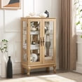 thumbnail image 3 of 2 Doors Curio Cabinet with Tempered Glass Doors, Curio Cabinets with Mirrored Back Panel and Adjustable Shelves, Lighted Display Cabinet for Home, Office Light Bulb Included, 3 of 15