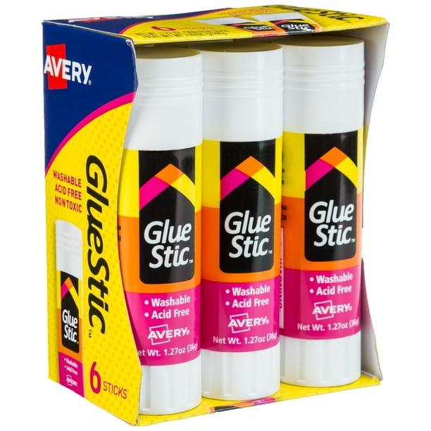 Avery Glue Stic, Glue Sticks, Washable, NonToxic, 1.27oz, 6 Total