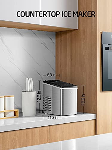 Wizisa Ice Maker Machine for Countertop, 9 Bullet Ice Cubes Ready in 6 Minutes, 26lbs in 24Hrs Portable Ice Maker Machine Self-Cleaning, 2 Sizes of Bullet-Shaped Ice for Home Kitchen Office Bar Party