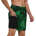 thumbnail image 2 of Rateoe Green Leave Fern Pattern Men’s Swim Shorts with Compression Liner – Double-Layered Quick-Dry Swimwear, Comfortable & Stretchy Beach Shorts-XX-Large, 2 of 6