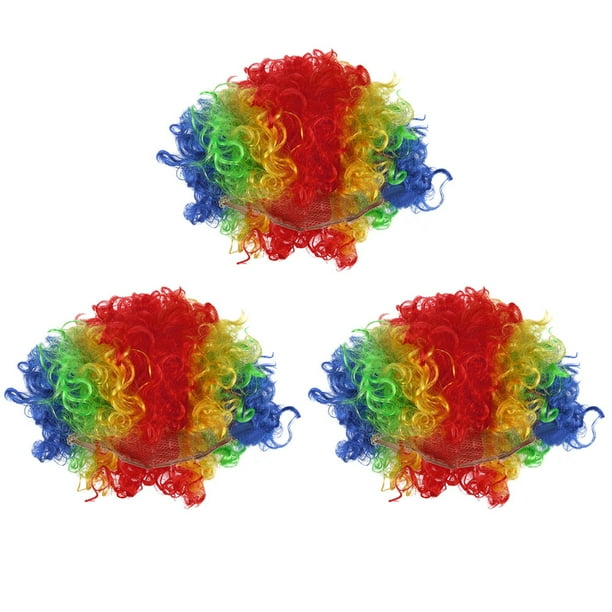 3 pelucas afro de payaso esponjosas, divertidas pelucas de fiesta, accesorios de actuación para mascaradas, carnavales, cosplay (coloridas)